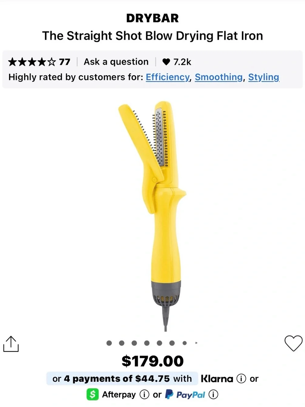 Drybar Yellow The Straight Shot Blow Drying Flat Iron